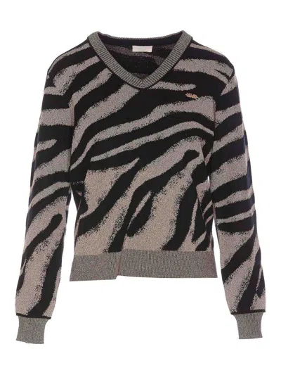 Liu •jo Zebra-jacquard Sweate In Grey