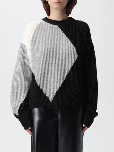 Liu •jo Liu Jo Color-blocked Geometric Knit Sweater In Black