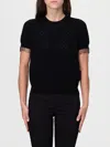 Liu •jo Short-sleeve Black Sweater With Diamond Pattern In Black