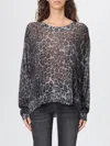 Liu •jo All-over Leopard Print Gray Sweater In Black