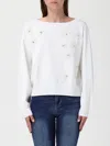 Liu •jo Relaxed Fit White Sweater With Floral Embellishments In White