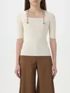 Liu •jo Chain-link Ribbed-knit Top In White