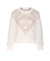 Liu •jo Pearl-embellished Graphic Top In Neutral