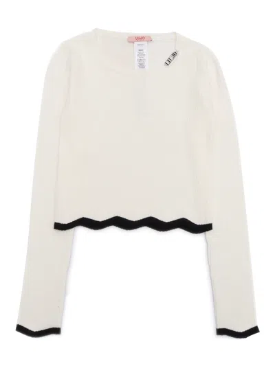 Liu •jo Kids' Ribbed Scalloped-hem Sweater In White