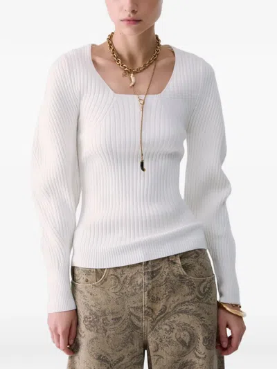Liu •jo Sweater With Balloon-sleeves In White