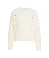 Liu •jo Open-knit White Wool Sweater With Ribbed Cuffs In Neutral