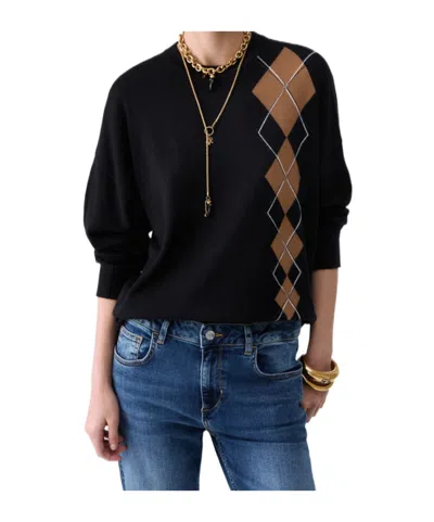 Liu •jo Sweater With Geometric Intarsia In Black