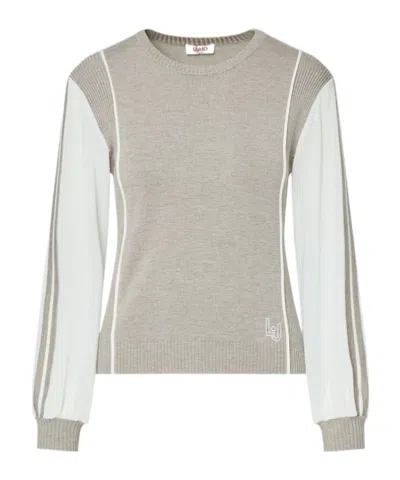 Liu •jo Sweater With Georgette Insert In Brown