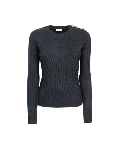 Liu •jo Sweater With Jewel Buttons In Black
