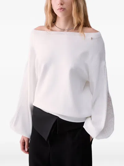 Liu •jo Sweater With Lace Inserts In White