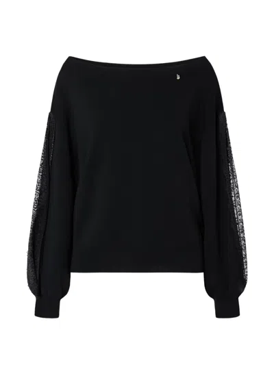 Liu •jo Sweater With Lace Inserts In Black