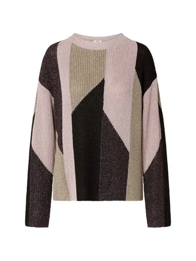 Liu •jo Sweater With Lamé Inlays In Brown