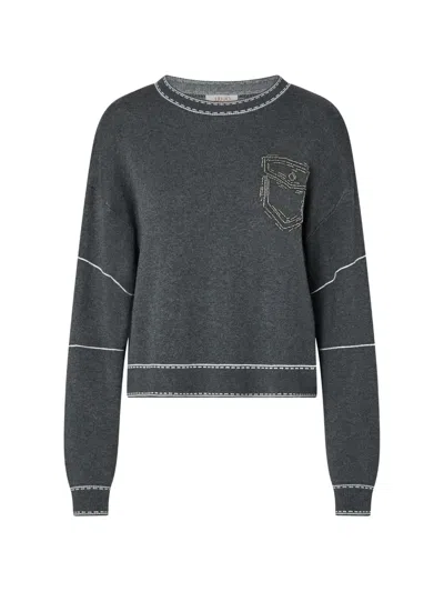 Liu •jo Sweater With Stitching In Gray