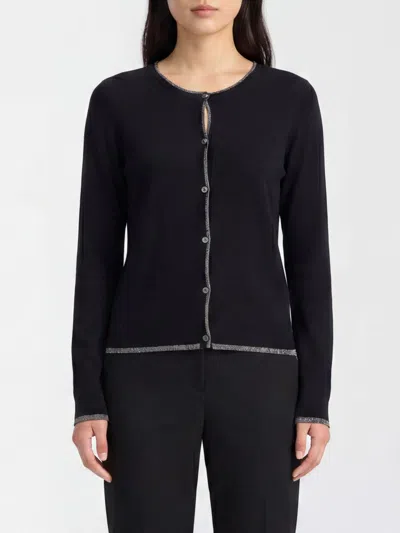 Liu •jo Lurex-trim Jewel-button Cardigan In Black