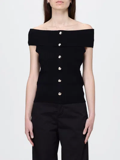 Liu •jo Bardot-neck Buttoned Top In Blue