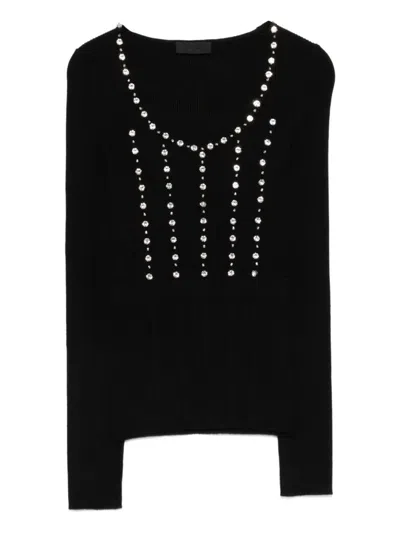 Liu •jo Embellishments Top In Black
