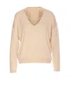 Liu •jo Crewneck Sweater With Pearl Necklace In Beige