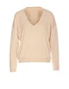 Liu •jo Crewneck Sweater With Pearl Necklace In Beige