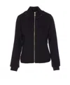 Liu •jo Zip Crewneck Sweatshirt Strass Embellishments In Black