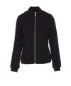 Liu •jo Zip Crewneck Sweatshirt Strass Embellishments In Black