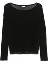 Liu •jo Liu Jo Ribbed Black Sweater With Subtle Embellishments In Black