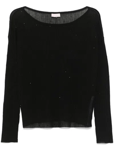 LIU •JO LIU JO BLACK COTTON BLENDED KNIT SHIRT