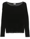 Liu •jo Liu Jo Ribbed Black Sweater With Subtle Embellishments In Black