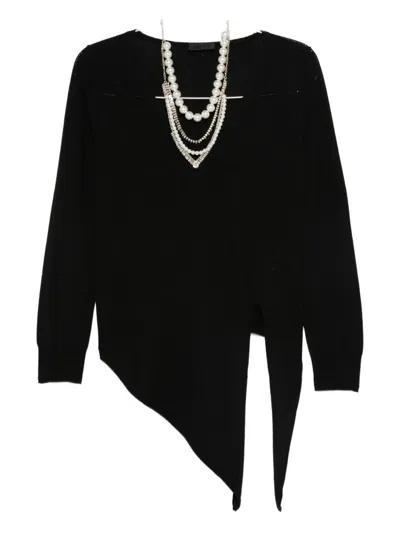 Liu •jo Asymmetric Wool Sweater In Black