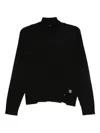 Liu •jo Turtleneck Split-hem Sweater In Black