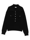 Liu •jo Ribbed Collar Button Sweater In Black
