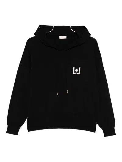 Liu •jo Logo-embellished Hoodie In Black