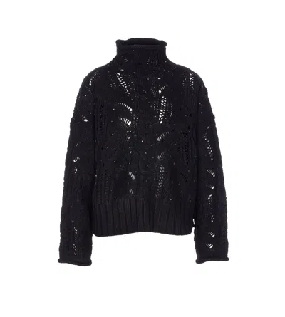 Liu •jo Turtleneck With Jewel Stones In Black