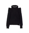 Liu •jo Off-shoulder Black Knit Sweater With Elegant Embellishments In Black