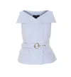 Liu •jo Liu Jo Sky Blue Jacket With Structured Silhouette And Peplum Hem In Blue