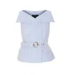 Liu •jo Liu Jo Sky Blue Jacket With Structured Silhouette And Peplum Hem In Blue