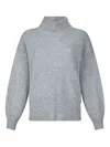 Liu •jo Ribbed Grey Sweater With Puff Sleeves In Blue