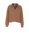 Liu •jo Sweatshirt With Side Coulisse And V-neck In Brown