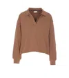 Liu •jo Sweatshirt With Side Coulisse And V-neck In Brown