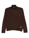 Liu •jo Turtleneck Front-split Sweater In Brown