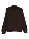 Liu •jo Roll-neck Sequin-embellished Sweater In Brown