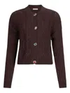 Liu •jo Wool Cardigan With Bejewelled Buttons In Brown