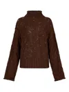 Liu •jo Polo-neck With Gemstones In Brown