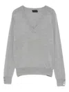 Liu •jo Button-cuff V-neck Top In Gray