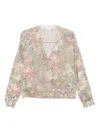 Liu •jo Multicolour Floral V-neck Knit Sweater In Gray