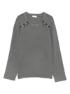 Liu •jo Ribbed Knit Sweater With Button Detailing In Gray