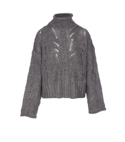 Liu •jo Turtleneck With Jewel Stones In Gray