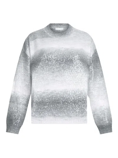 LIU •JO LIU JO GREY CREW-NECK SWEATER WITH RHINESTONES
