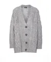 Liu •jo Chunky-cable-knit Cardigan In Grey