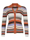 Liu •jo Knit Polo Cardiganwith Multicolor Stripes In Multicolour