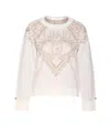 Liu •jo Pearl-embellished Graphic Top In Neutral